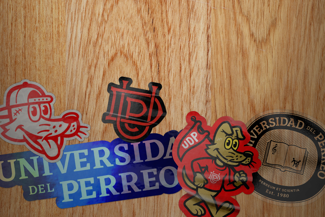 UDP sticker set on wood